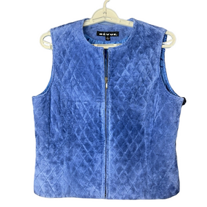 Revue Full Zip Leather Quilted Vest Womens 8 Western Polo Club Riding Horseback
